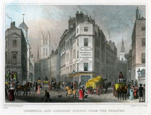 Cornhill a Lombard Street z Poultry, City of London, 1830.