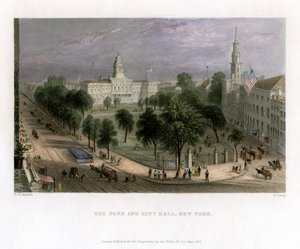 The Park and City Hall, New York, USA, 1838.