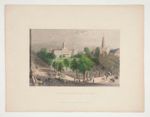 The Park and City Hall, New York, ilustrace pro Nathaniela Parkera Willise