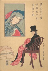 Englishman Sorting Fabrics, 2. měsíc, 1861. od Sadahide Utagawa