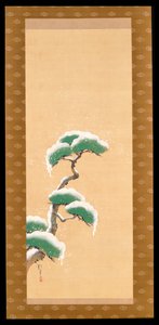 Závěsný svitek zobrazující zasněženou borovici, z Triptychu tří ročních období, japonština, začátek 19. století od Sakai Hoitsu