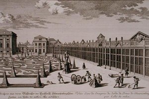 Pohled na jednu z oranžerií v zahradě knížete ze Schwarzenbergu ve Vídni, ryl Georg-Daniel Heumann (1691-1759), vydáno kolem 1724-37 (rytina) (viz také 170855)