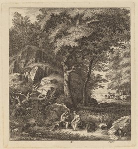 Pastýř a mladá žena s nohama v potoce, 1764.