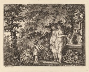 Eros se třemi dívkami u fontány, 1770. od Salomon Gessner