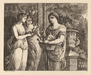 Prodavač figurín se dvěma dívkami, 1770. od Salomon Gessner
