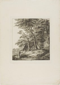 Rybáři s dětmi, druhý talíř z knihy Paysages Dédiés à M. Warelet od Salomon Gessner