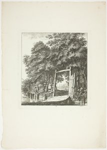 Rybolov z okna, třetí deska z knihy Paysages Dédiés à M. Warelet od Salomon Gessner