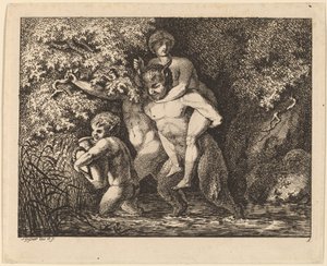 Satyr nesoucí nymfu od Salomon Gessner