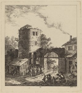 Vesničané u městské brány pozdraví hodnostáře, 1764. od Salomon Gessner