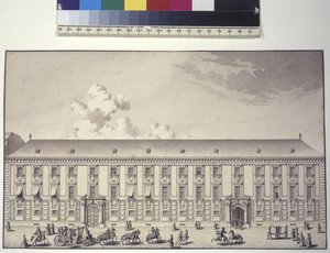 Celá strana: pohled na palác v Nose (kresba perem a tuší) od Salomon Kleiner