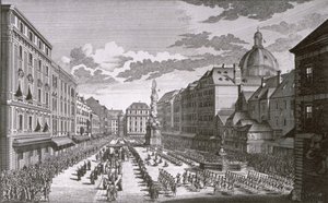 Pohled na procesí v Graben rytý Georg-Daniel Heumann (1691-1759) od Salomon Kleiner