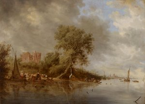 Říční krajina s ruinami hradu Egmond, 1641. od Salomon van Ruisdael or Ruysdael