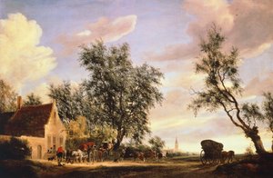 White Swan Inn, od Salomona van Ruysdaela (cca 1602-1670) od Salomon van Ruisdael or Ruysdael