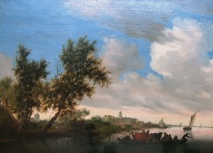 Říční krajina s hradem Nijenrode od Salomon van Ruysdael