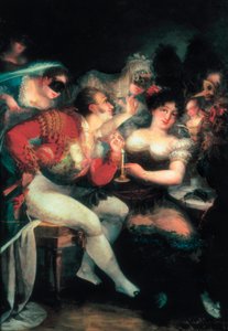 Kavárna během karnevalu, detail, c. 1824-25 (olej na plátně) od Salvador Mayol