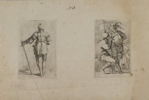 (Série figurek) Záda muže s helmou, stojícího od Salvator Rosa