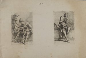 (Série figurek) Sedící postava se špičatou hlavou od Salvator Rosa