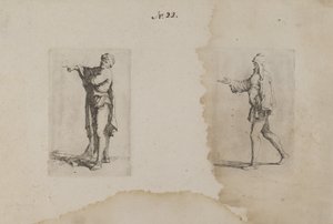 (Série figurek) Stojící muž, ukazující doleva od Salvator Rosa