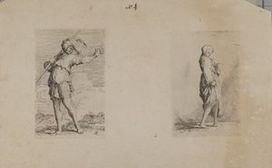 (Série figurek) Stojící muž s opeřenou čelenkou od Salvator Rosa