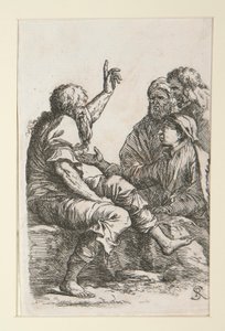 Starý muž mluví se třemi muži od Salvator Rosa