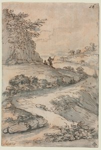 Postavy na klikaté cestě, polovina 1600s. od Salvator Rosa