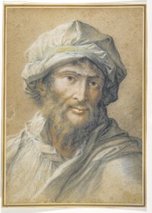 Hlava vousatého muže v turbanu od Salvator Rosa