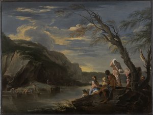 Krajina s koupajícími se od Salvator Rosa