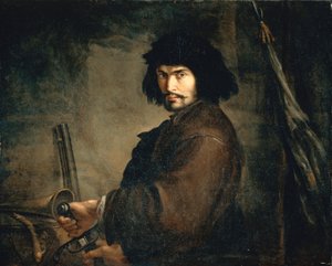 Autoportrét oblečený jako válečník, Salvator Rosa (1615-1673), olej na plátně, 94x107 cm od Salvator Rosa