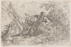 Pastýř v krajině od Salvator Rosa