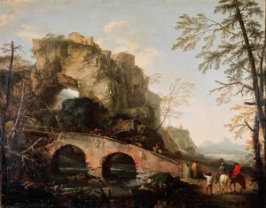 Most se láme Obraz Salvator (Salvatore) Rosa (1615-1673) 1640 cca. Ztlumit. 106x127 cm Florencie, Palazzo Pitti, Galleria Palatina od Salvator Rosa