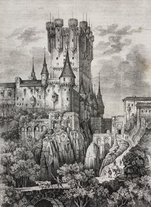 Alcazar of Segovia, Španělsko, litografie Salvatore Puglia z Poliorama Pittoresco, č. 36, 12. dubna od Salvatore Puglia