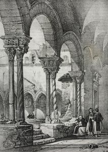 Klášter kostela svatého Dominika, Palermo, litografie Salvatore Puglia z Poliorama Pittoresco, n 11, 23. října od Salvatore Puglia