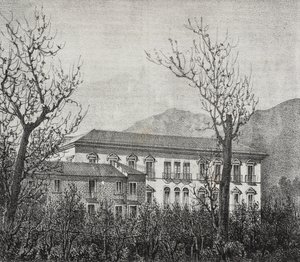 College of Avellino, Kampánie, Itálie, litografie Salvatore Puglia z Poliorama Pittoresco, n 2, 20. srpna od Salvatore Puglia