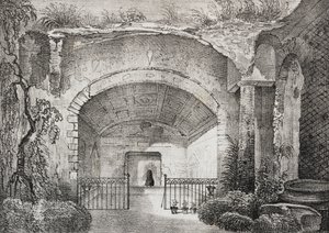 Hall ve starobylé vile prince z Caposele ve Formia, Lazio, Itálie, litografie Salvatore Puglia z Poliorama Pittoresco, n 23, 11. ledna od Salvatore Puglia