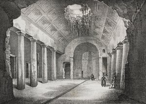 Hall ve starobylé vile prince z Caposele ve Formia, Lazio, Itálie, litografie Salvatore Puglia z Poliorama Pittoresco, n 23, 11. ledna od Salvatore Puglia