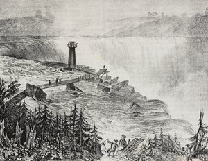 Vodopád Horseshoe, Ontario, Kanada, litografie Salvatore Puglia z Poliorama Pittoresco, n 6, 17. září od Salvatore Puglia