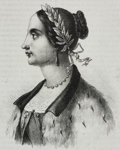 Muotokuva Laura Bassi Veratista (1711-1778), italialainen fyysikko ja akateemikko, Salvatore Puglian litografia Poliorama Pittorescosta, n:o 4, 4. syyskuuta od Salvatore Puglia
