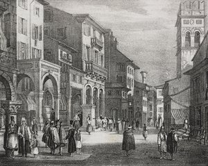 Royal Road, Korfu, Řecko, litografie Salvatore Puglia z Poliorama Pittoresco, n 23, 11. ledna od Salvatore Puglia