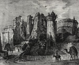 Ruiny kostela svatého Jana v Pergamonu, Turecko, litografie Salvatore Puglia z Poliorama Pittoresco, n 13, 5. listopadu od Salvatore Puglia