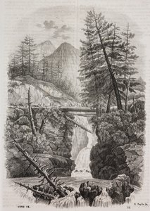 Visutý most přes pohoří Pyreneje, Španělsko, litografie Salvatore Puglia z Poliorama Pittoresco, č. 16, 23. listopadu od Salvatore Puglia