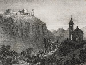Výlet do Cappelluccia, scéna Kouzelné lucerny, sbírka příběhů a obrázků, litografie Salvatore Puglia z Poliorama Pittoresco, n 41, 17. května od Salvatore Puglia