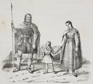 Varjagové, lidé ze Skandinávského poloostrova, litografie Salvatore Puglia z Poliorama Pittoresco, n 42, 27. května od Salvatore Puglia
