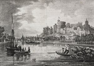 Näkymä Windsorin linnasta, Englanti, Iso-Britannia, Salvatore Puglian litografia Poliorama Pittorescosta, n:o 32, 15. maaliskuuta od Salvatore Puglia