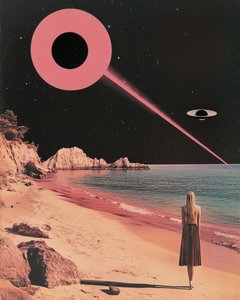 Růžová plážová noc s UFO