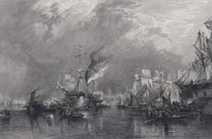 The Port of London (rytina) od Samuel (after) Bough