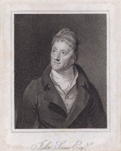 Sir John Soane , anglický architekt a sběratel (rytina) od Samuel (after) Drummond