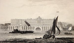 Pohled na Somerset House od řeky Temže, vyrytý W.B. Cooke (1778-1855) 1814 (rytina) od Samuel (after) Owen