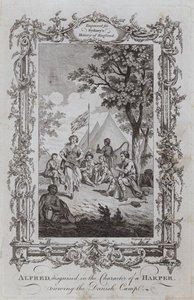 Alfred, převlečený za postavu Harpera, prohlíží si dánský tábor (rytina) od Samuel (after) Wale