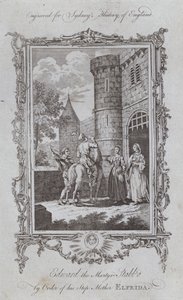 Edward mučedník probodaný řádem svého nevlastního matka Elfrida (rytina) od Samuel (after) Wale