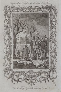 Bitva u Agincourtu pojmenovaná Jindřichem V. (rytina) od Samuel (after) Wale